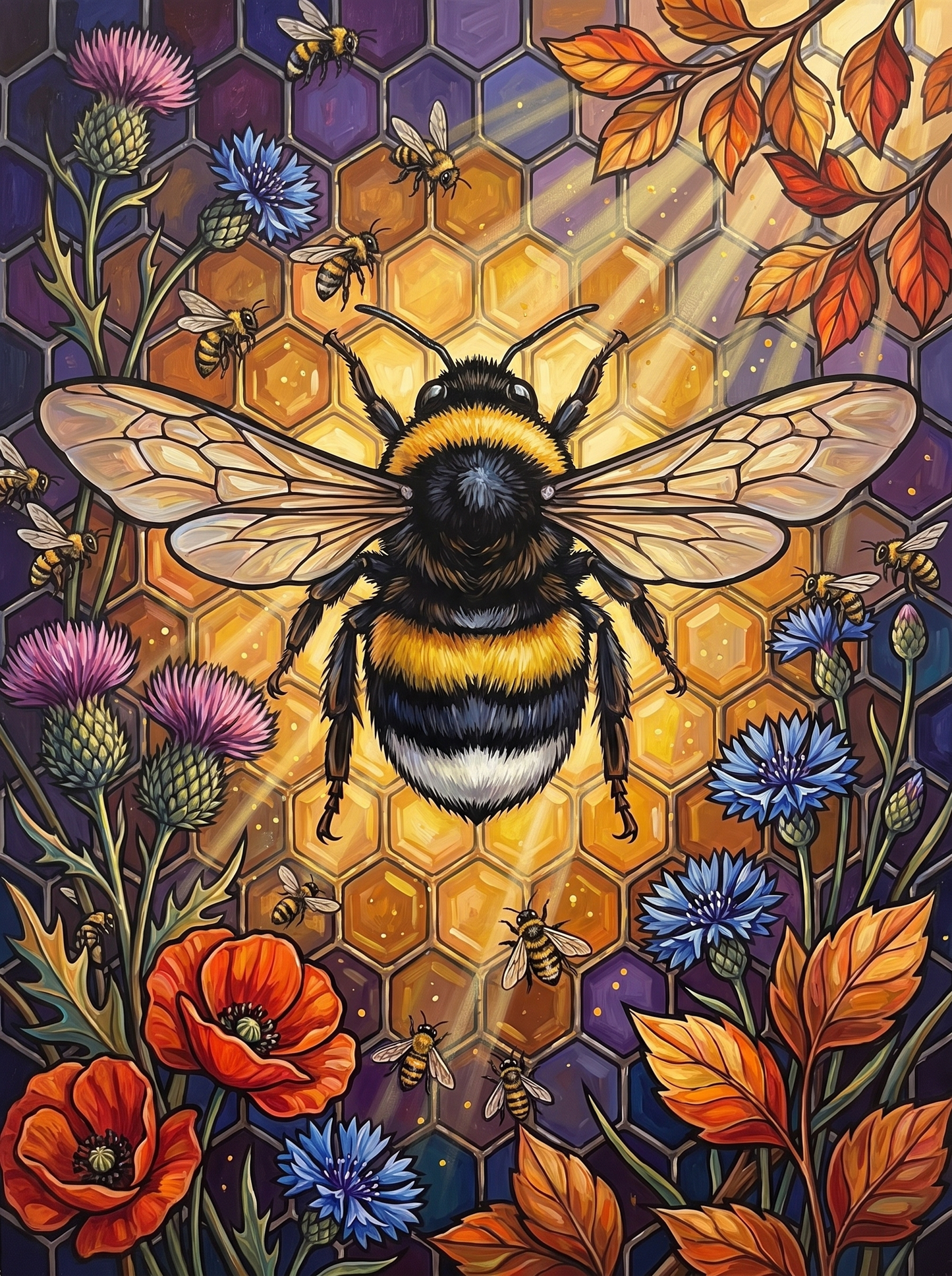 Bee on the Honeycomb Meadow