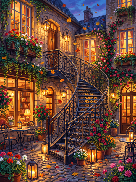 Lantern Lit Bookshop Courtyard