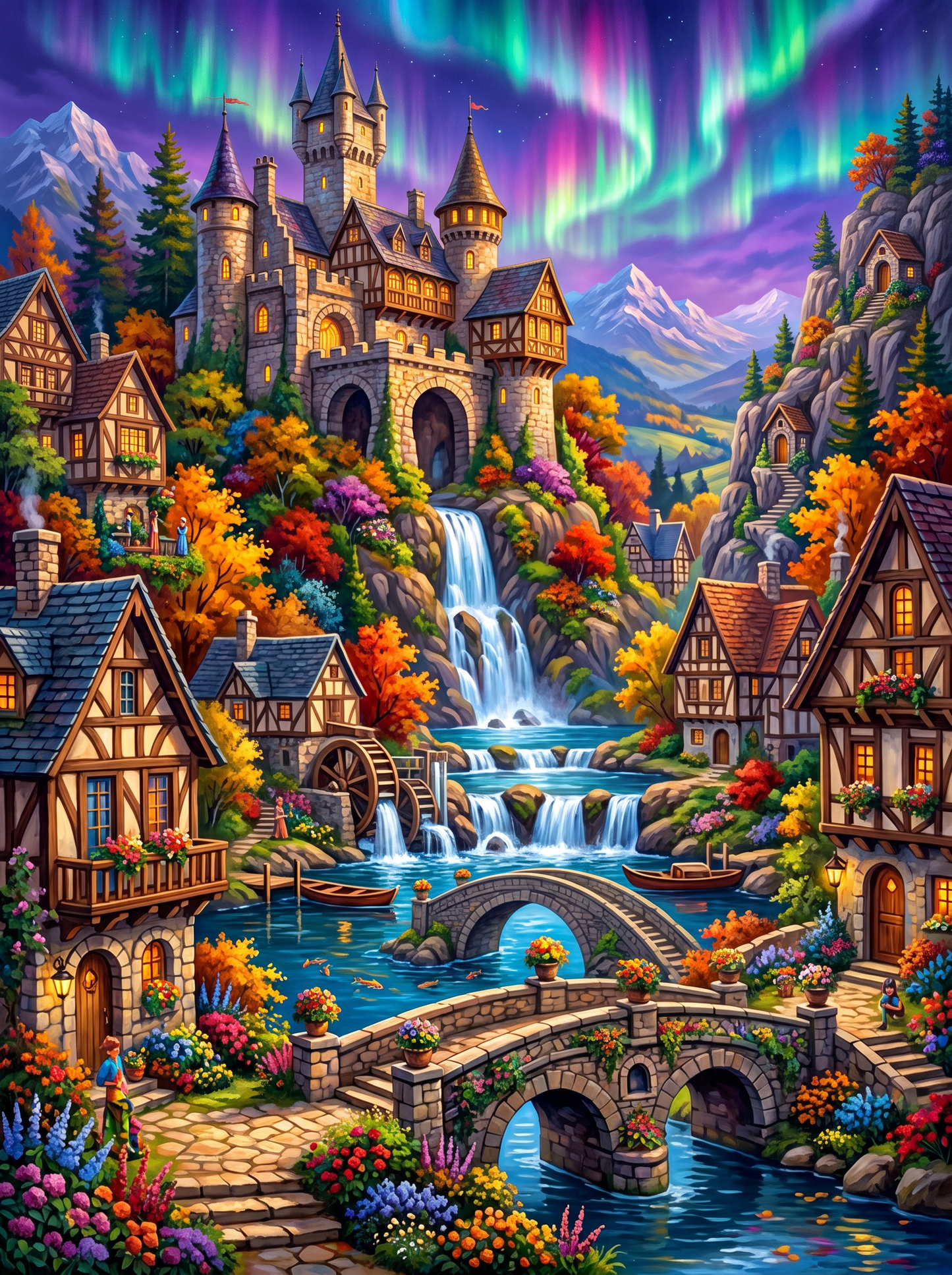 Castle Above the Waterfall Village