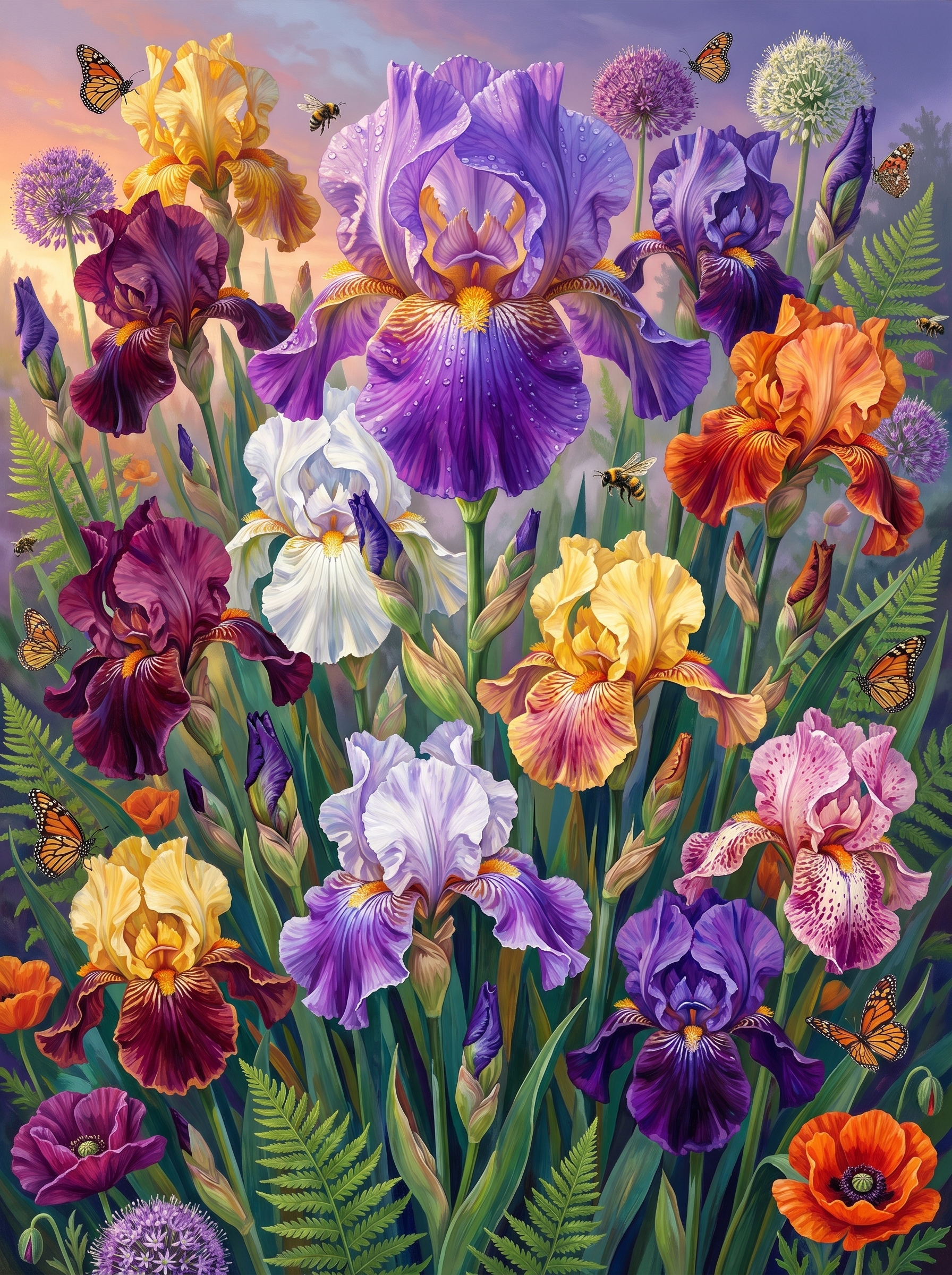 Iris Bed in Full Bloom