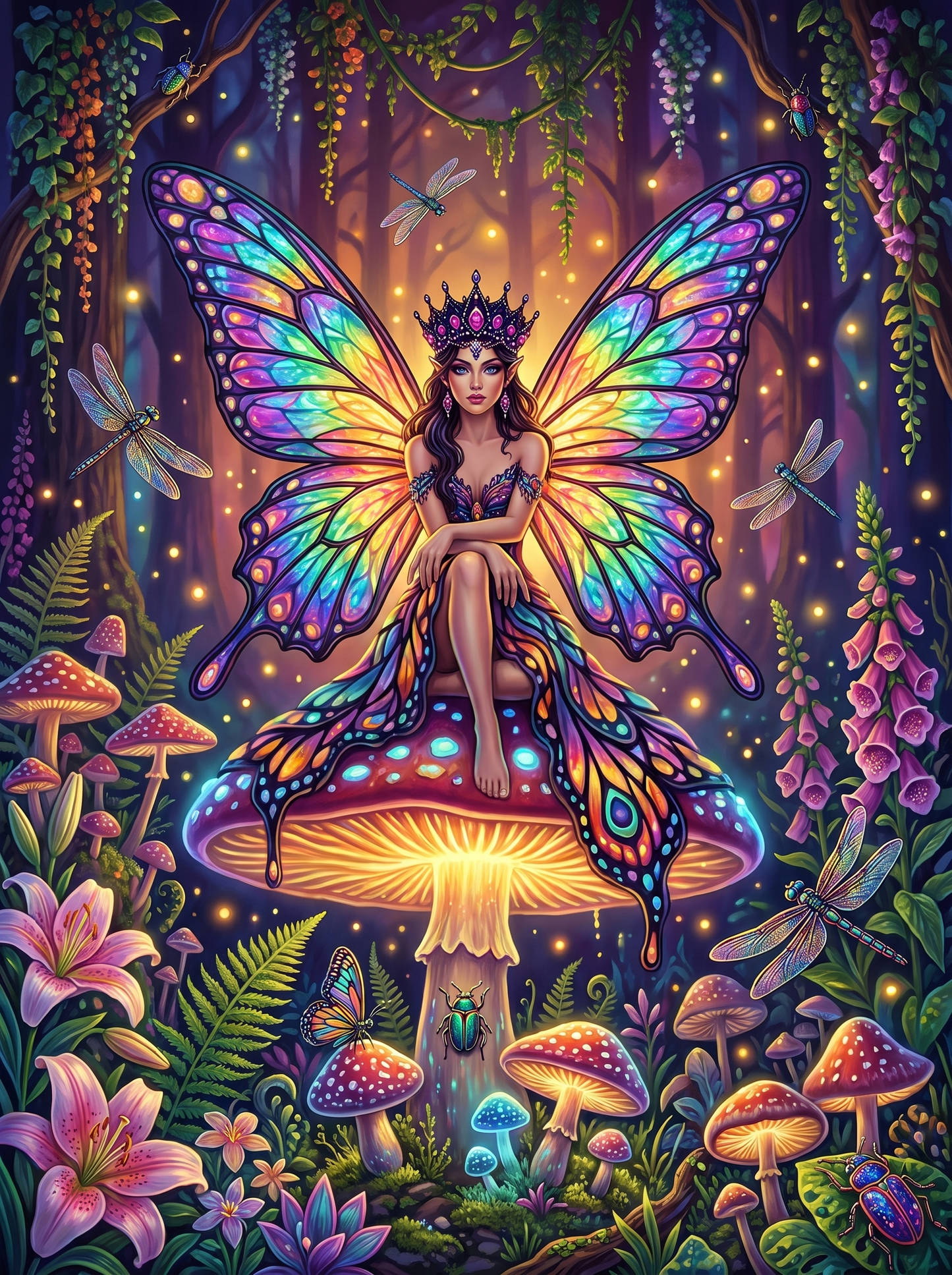 Stained Glass Toadstool Fairy