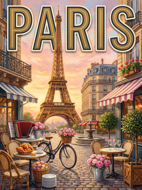 Paris Pavement Cafe at Dawn
