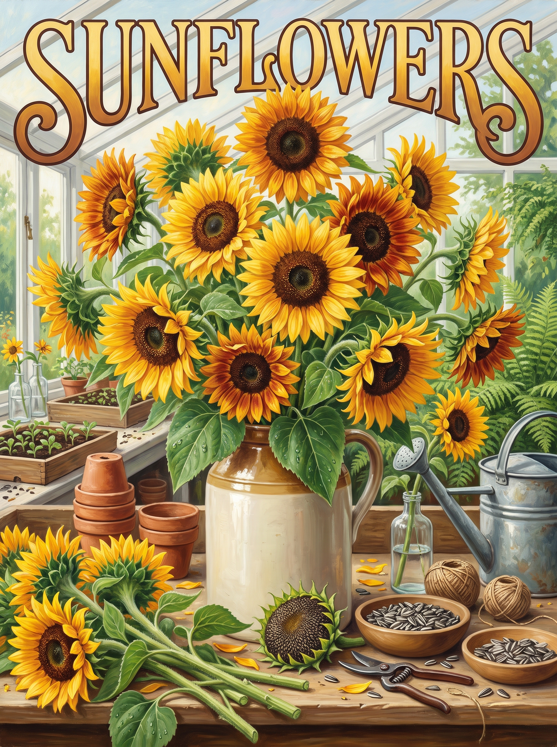 Sunflowers on the Potting Bench