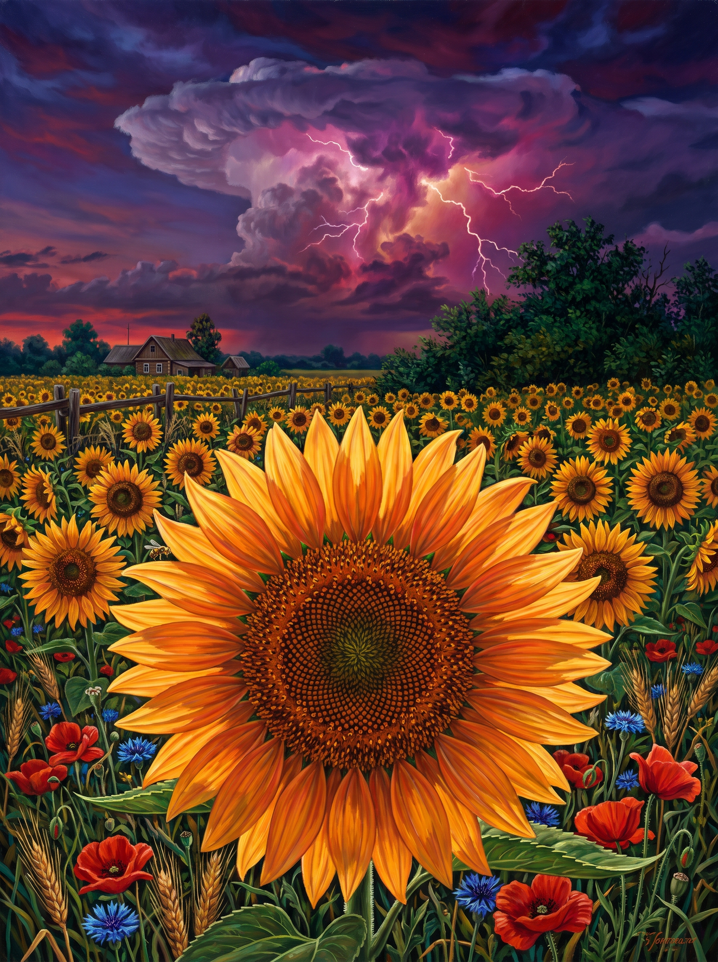 Sunflower Field Before the Storm