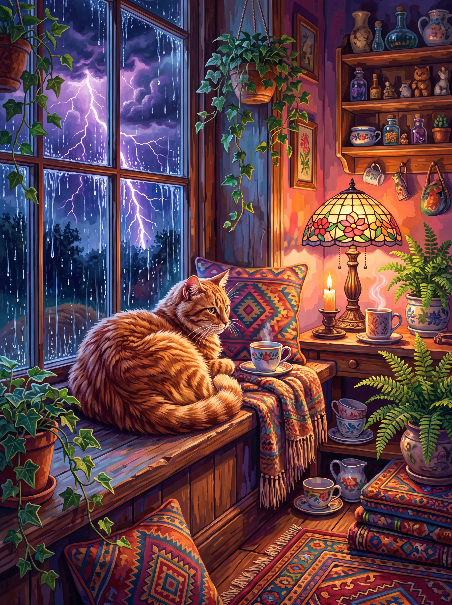 Ginger Cat and the Thunderstorm