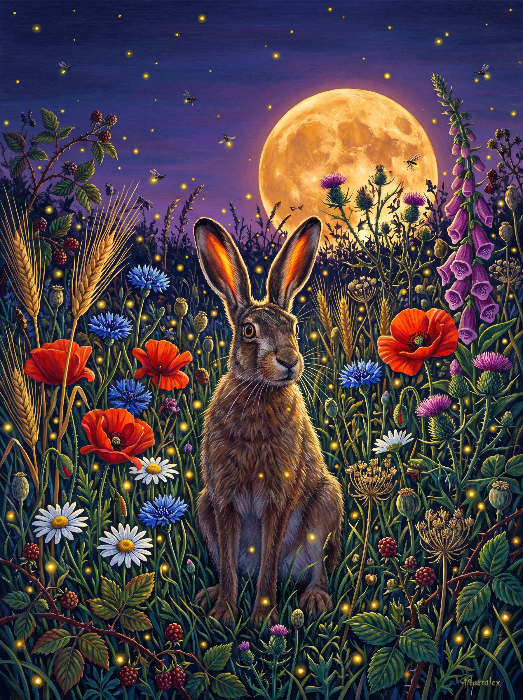 Hare in the Firefly Meadow