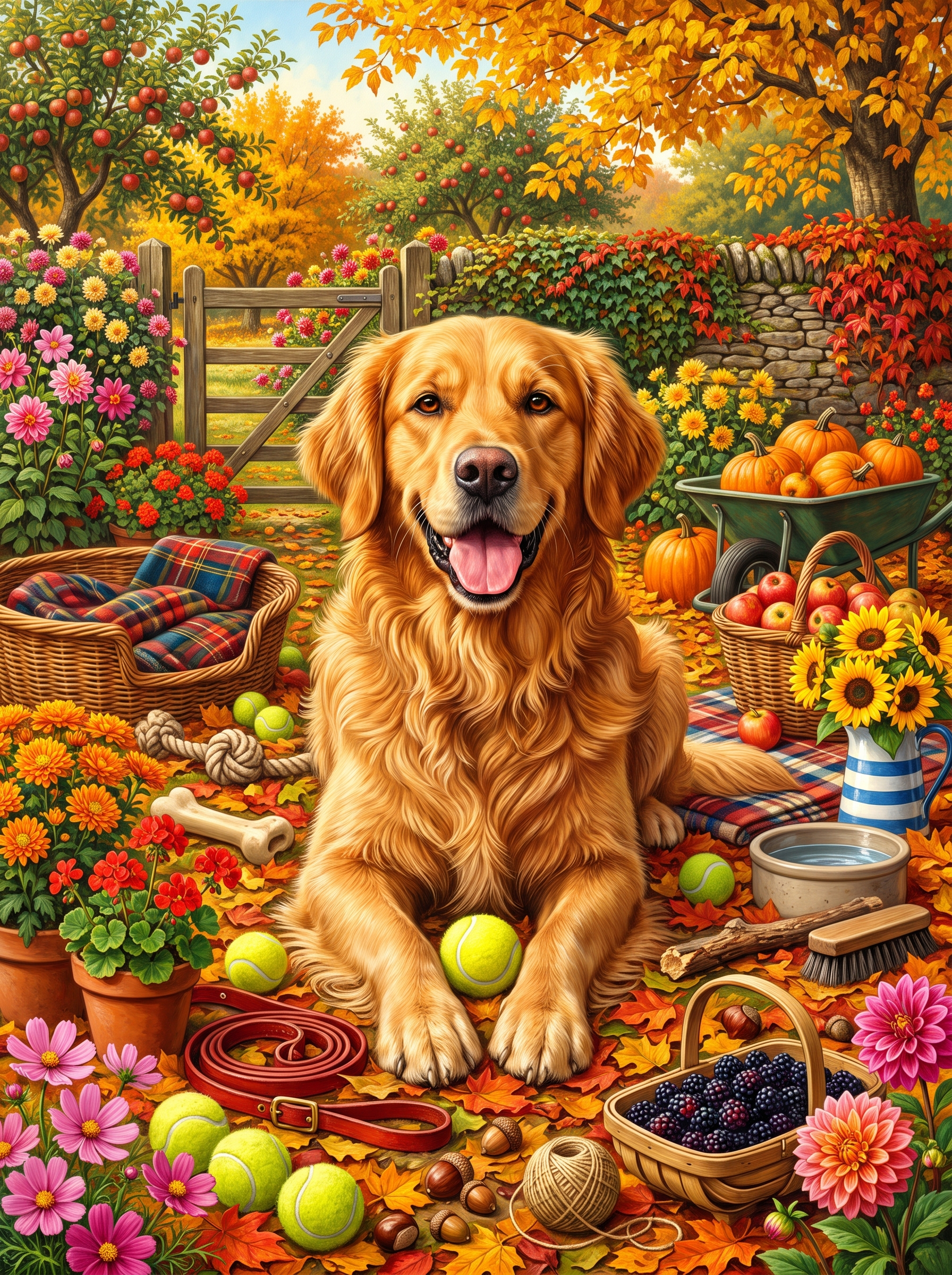 Golden Retriever In Autumn
