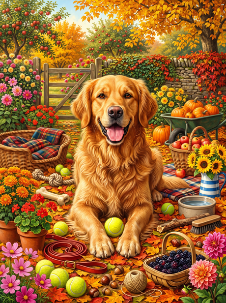 Golden Retriever In Autumn