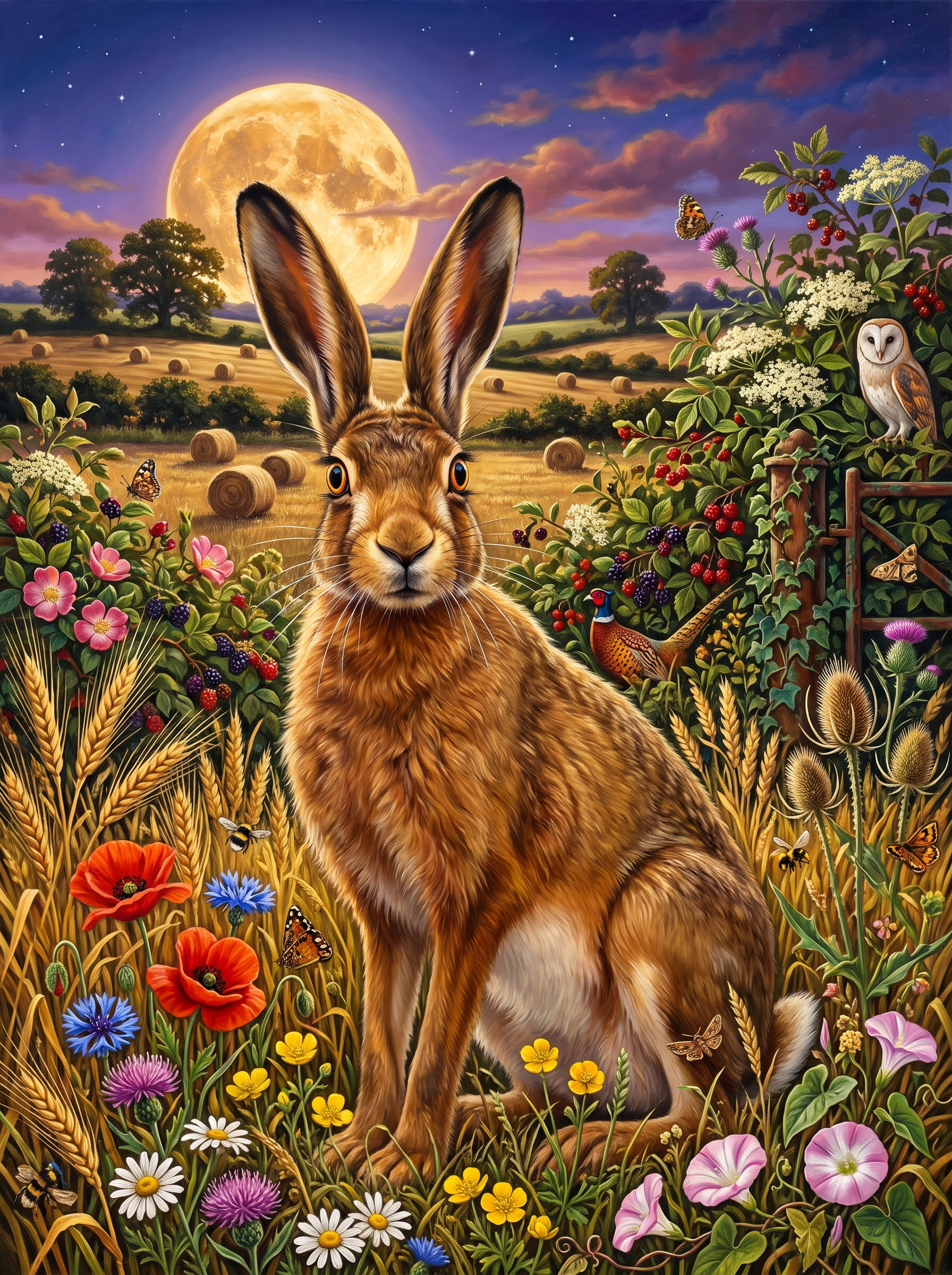 Hare Under A Harvest Moon