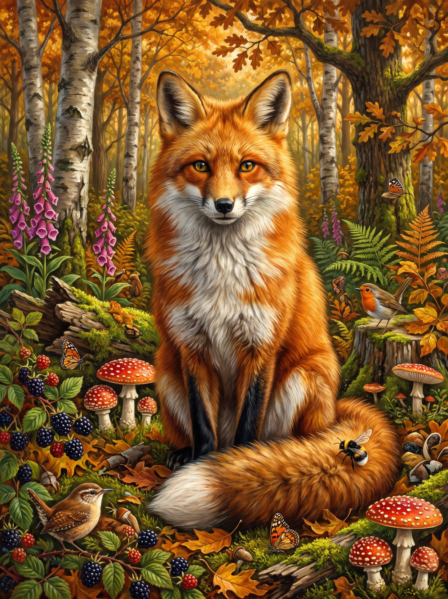 Red Fox In Autumn Woods