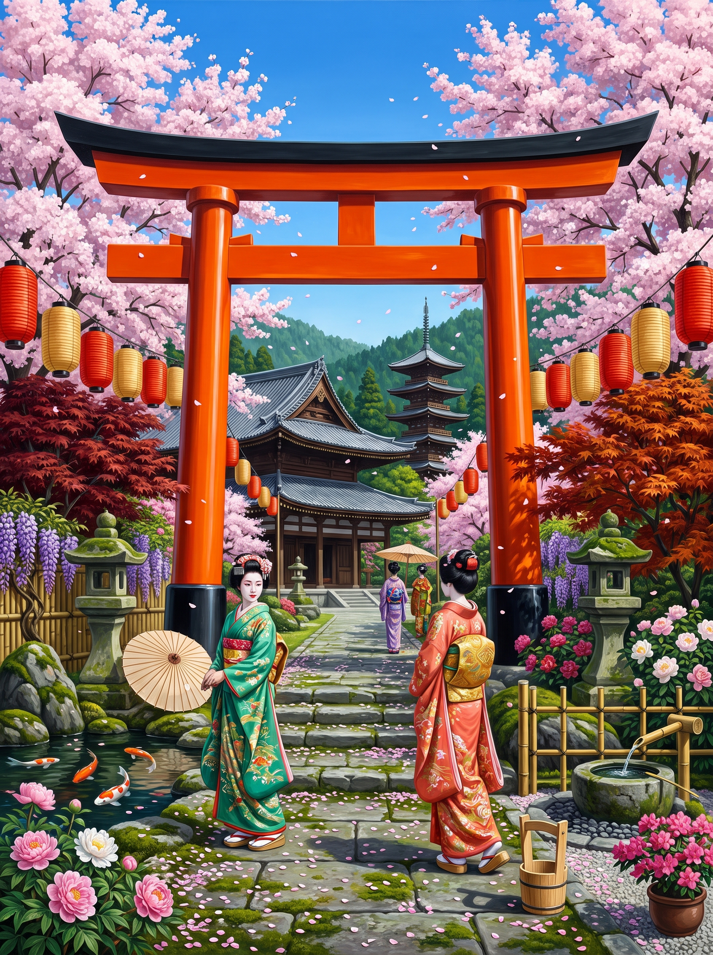 Kyoto Torii In Blossom