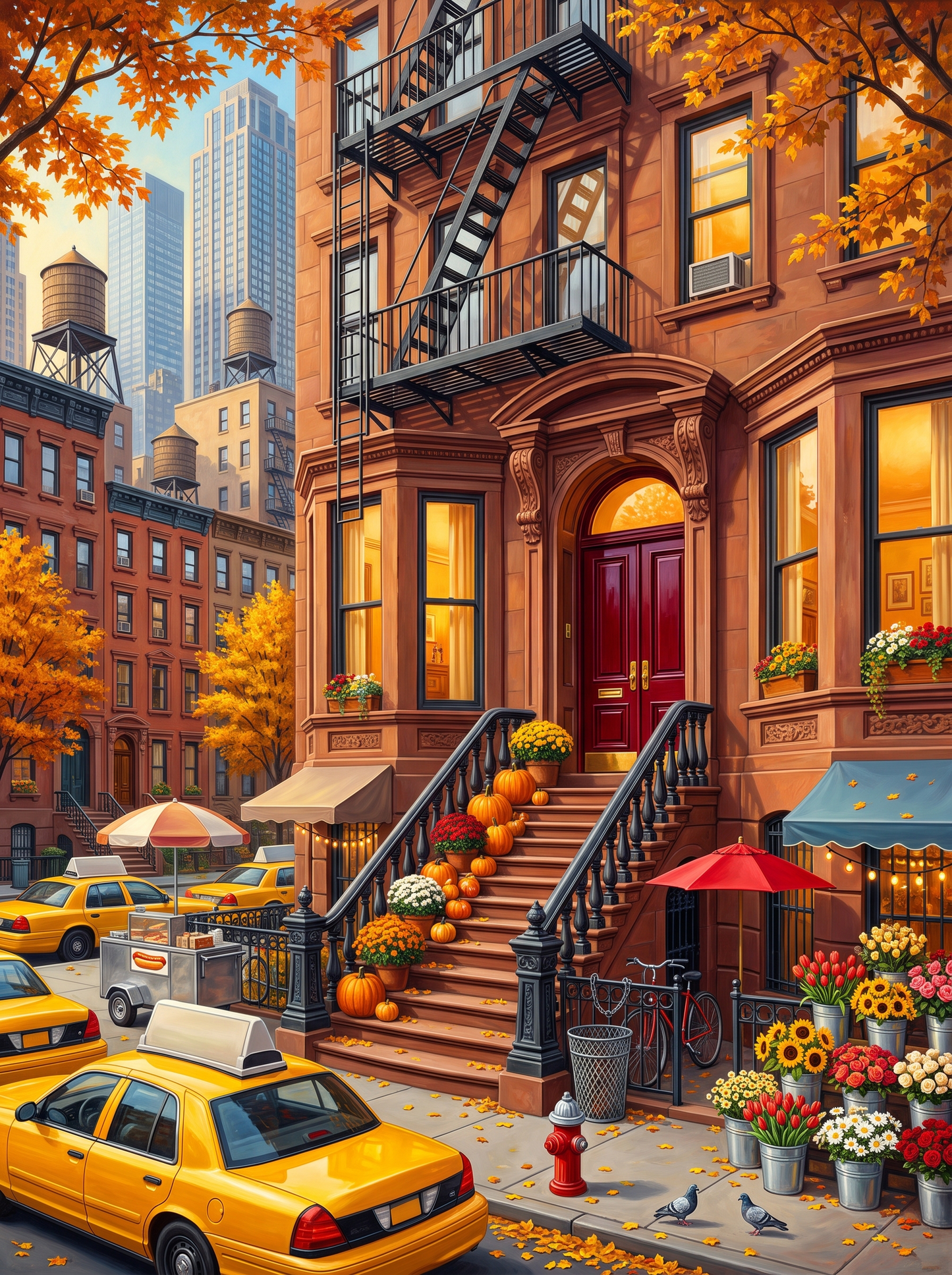 New York Brownstone In Autumn