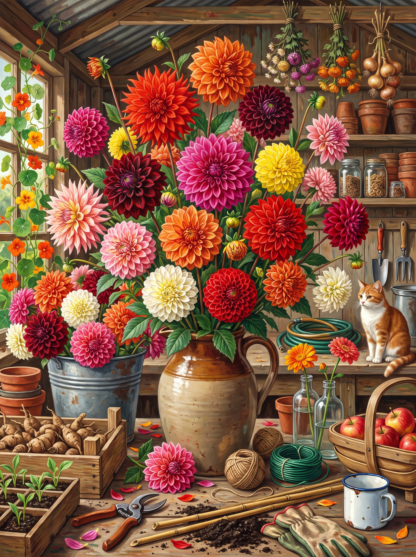 Dahlias In The Potting Shed