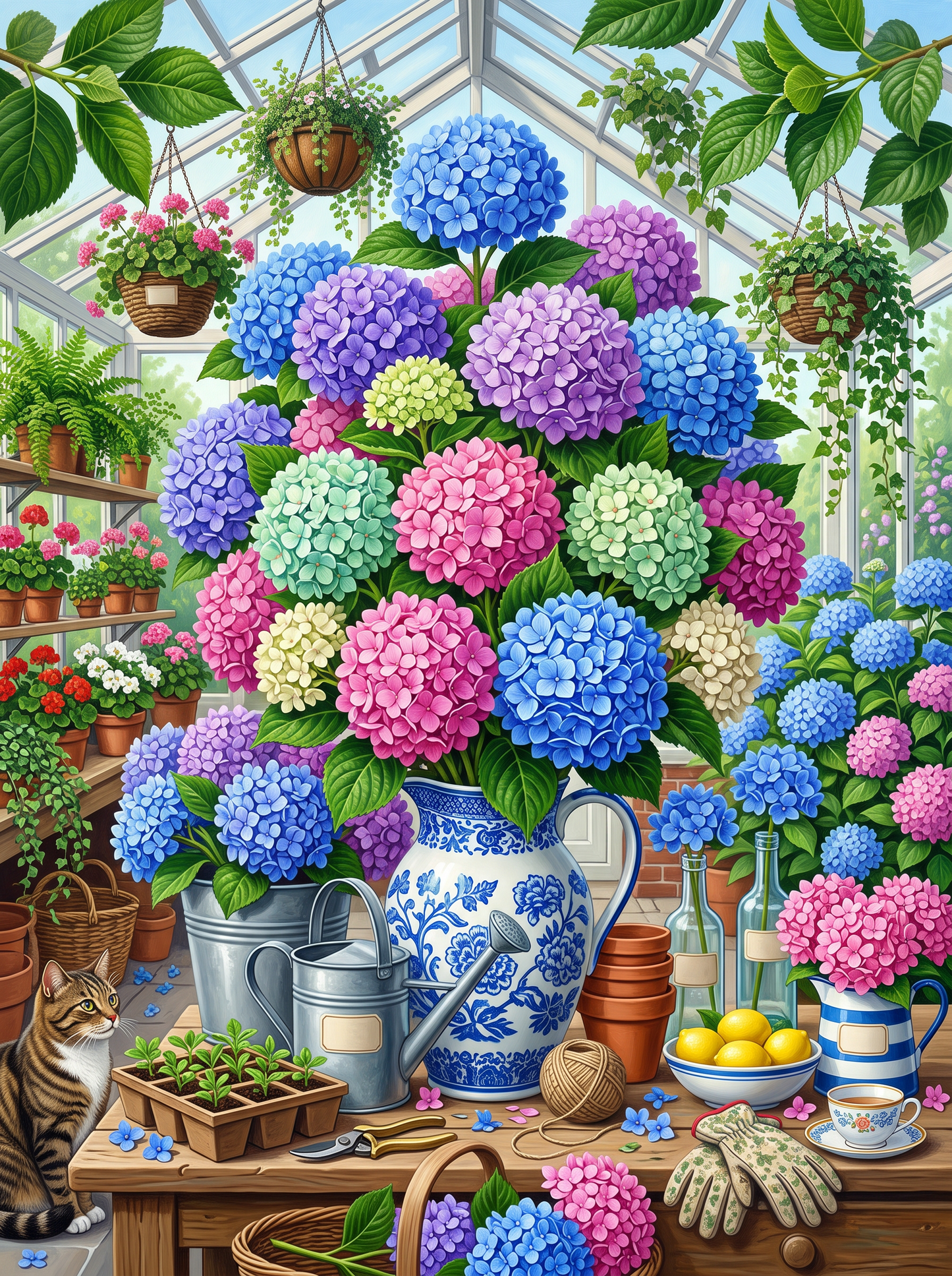 Hydrangeas In Blue And White