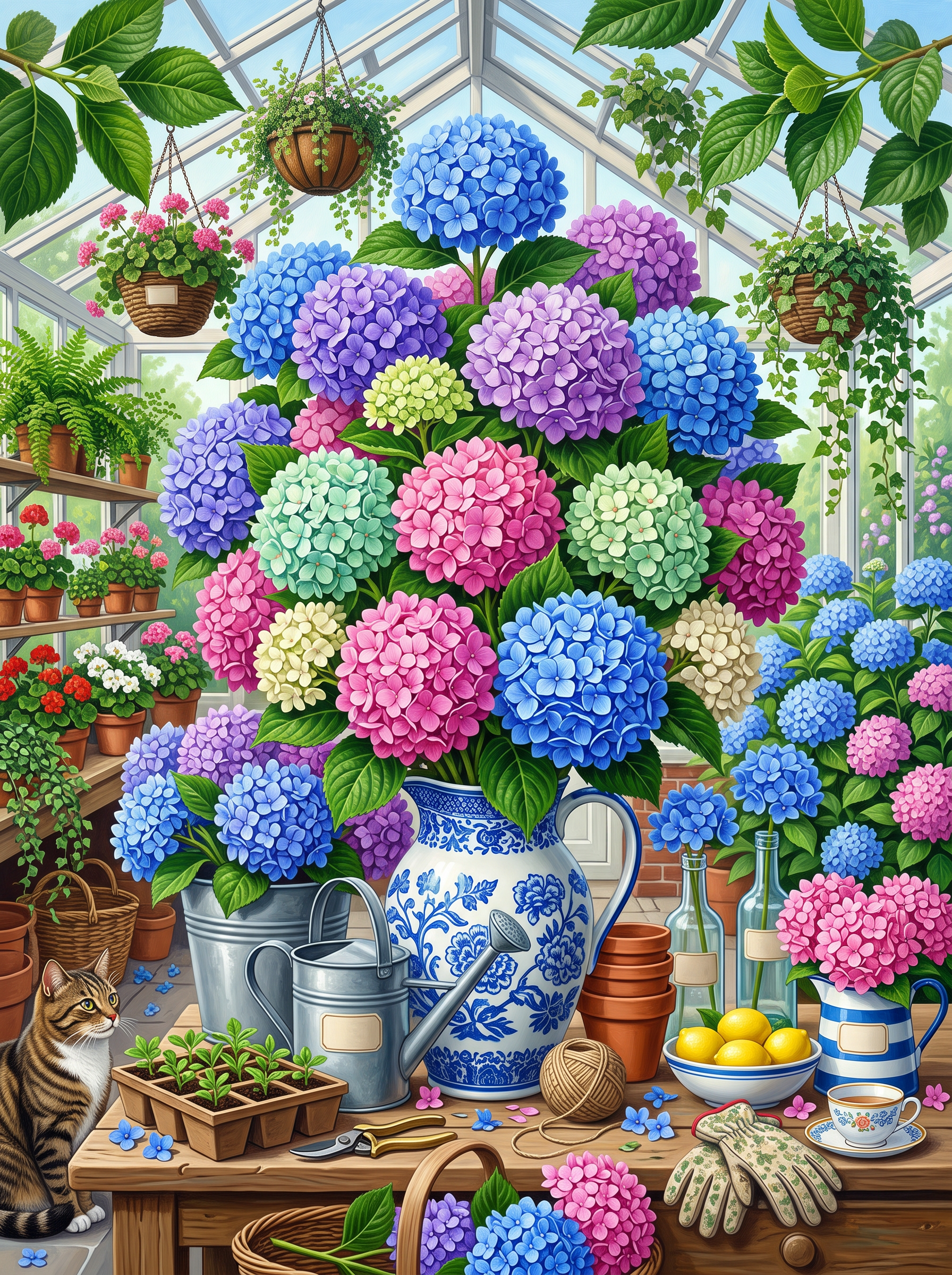 Hydrangeas In Blue And White