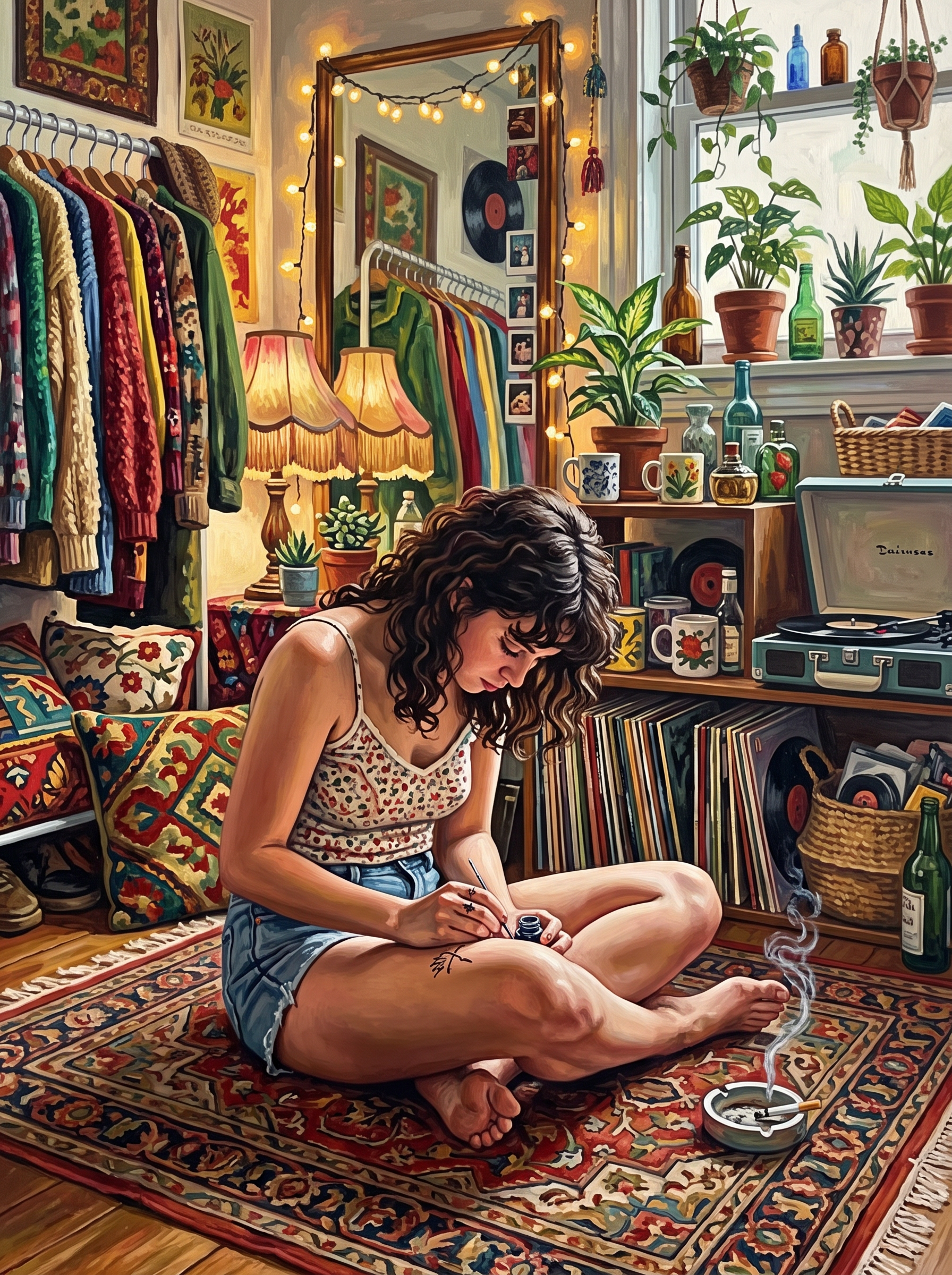 Tattoo Session on the Rug