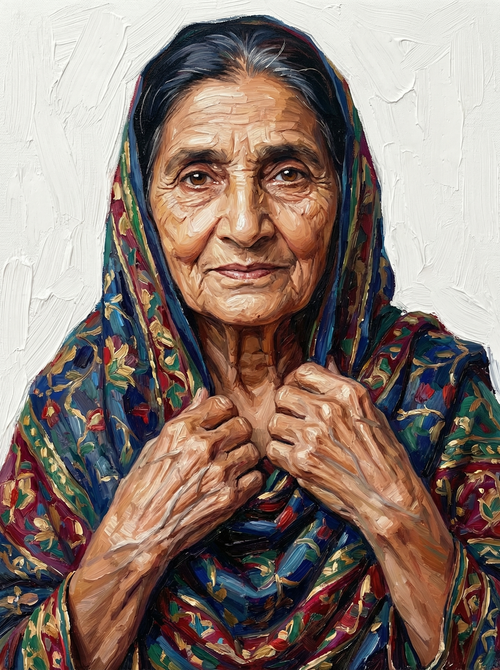 Peaceful Elder Woman Hands (100 Color Diamond Painting)
