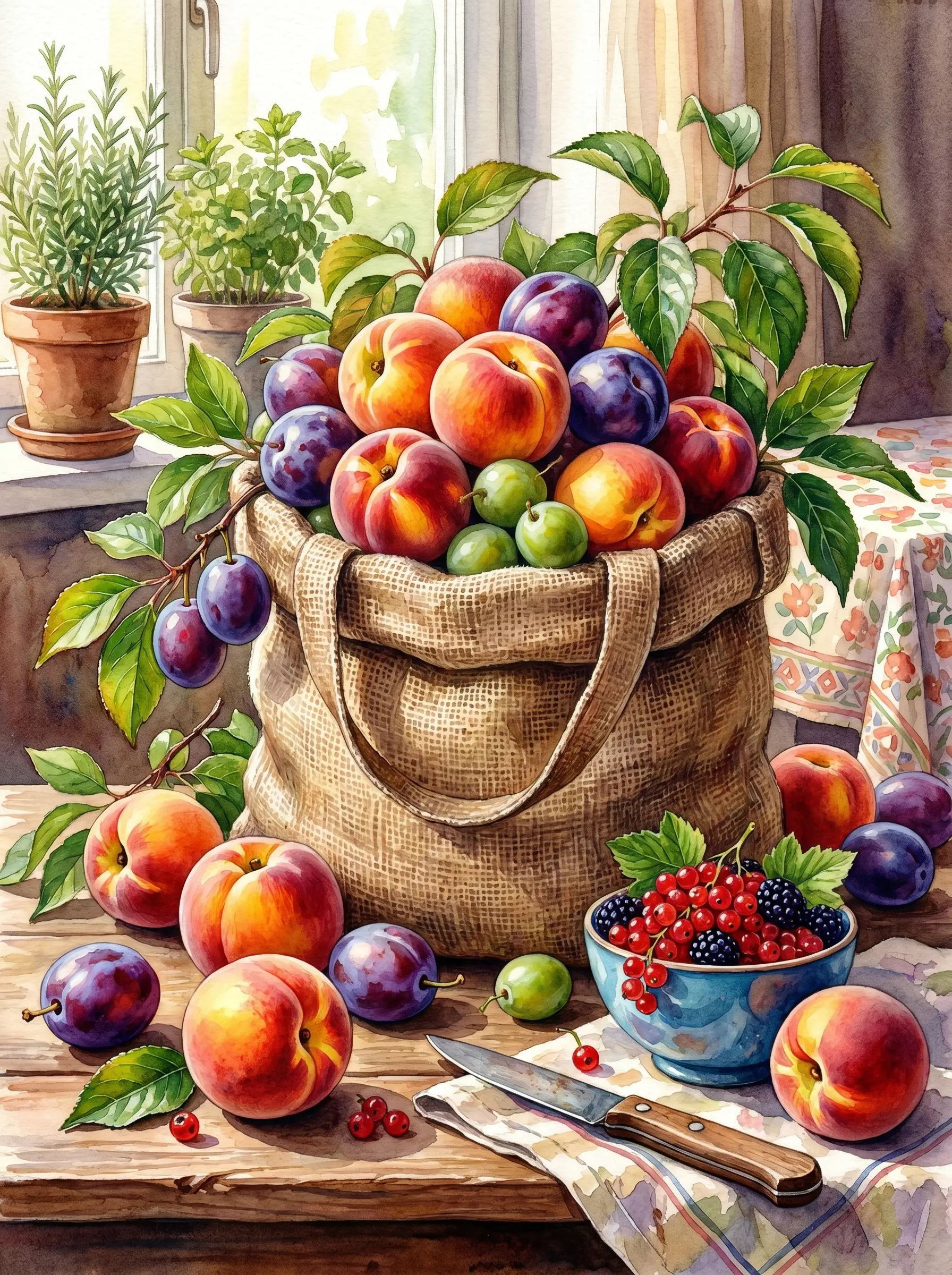 Peach Plum Still Life (Diamond Painting)