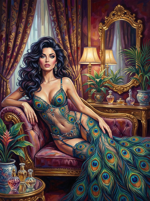 Peacock Elegance Palace Room (100 Color Diamond Painting)