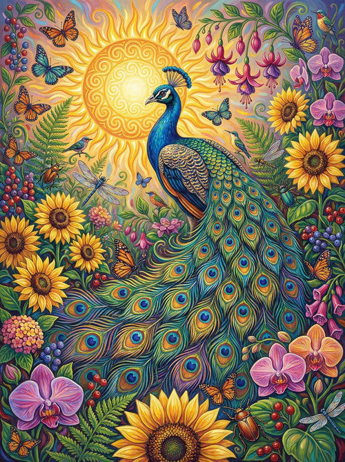 Peacock Garden Paradise (100 Color Diamond Painting)
