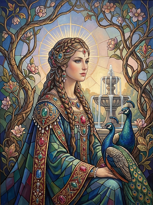 Peacock Stained Glass Maiden (80 Colors)
