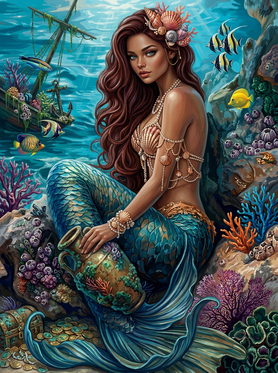 Pearl Mermaid (100 Color Diamond Painting)