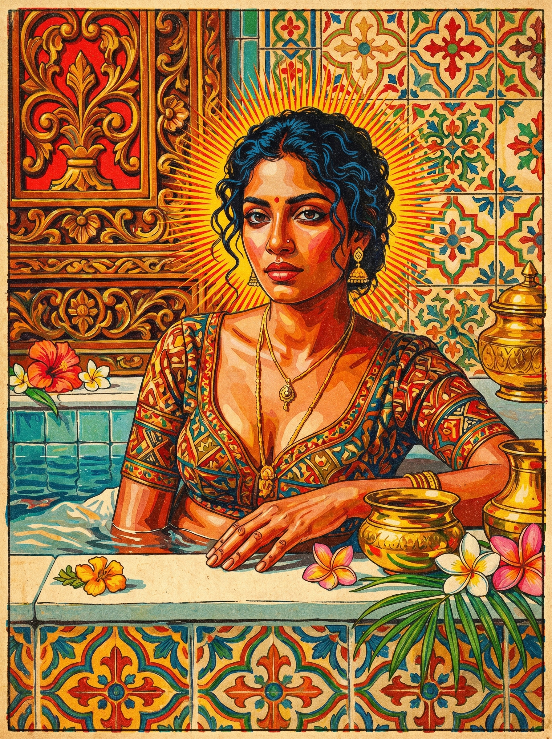 Pensive Indian Woman (150 Color Diamond Painting)