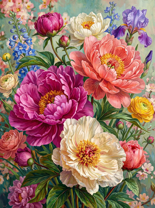 Peony Bouquet Pink Cream (Diamond Painting)