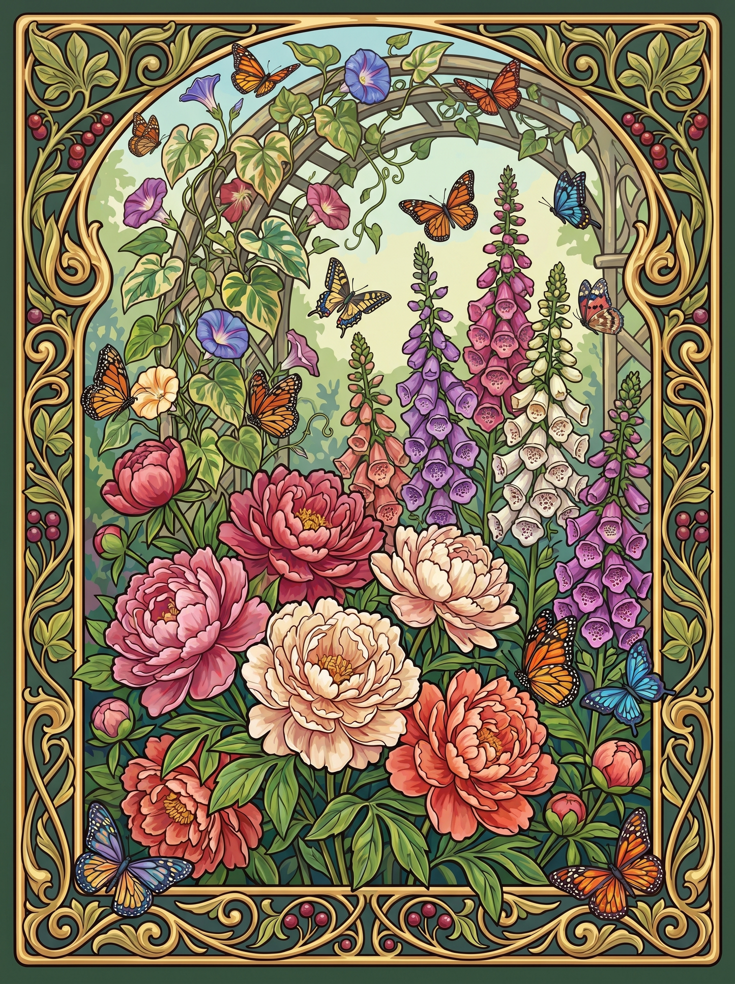 Peony Foxglove Garden Arch (80 Colors)