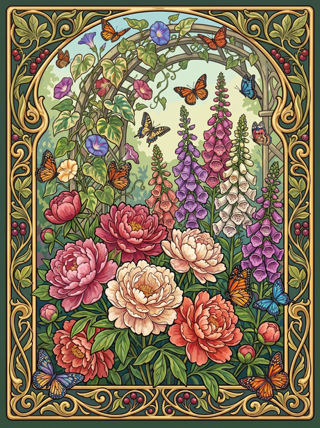 Peony Foxglove Garden Arch (80 Colors) Paint by Numbers kit