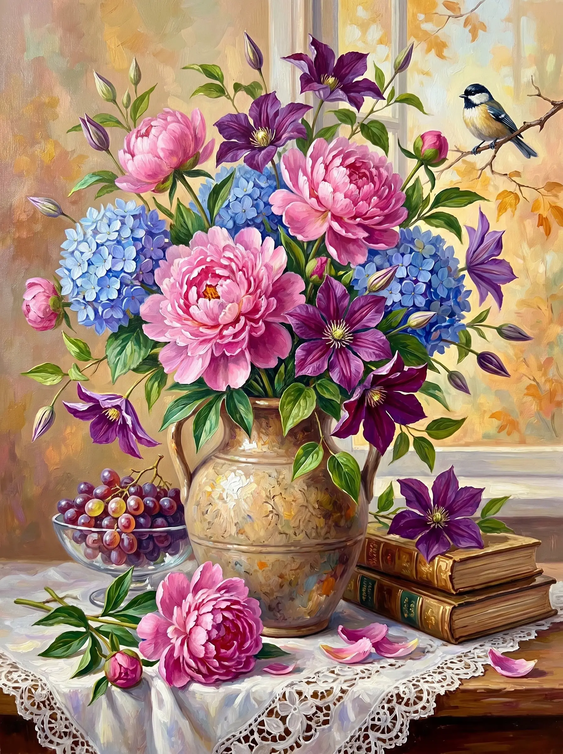 Peony Hydrangea Clematis Vase (Diamond Painting)