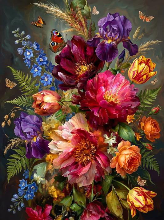 Peony Iris Tulip Bouquet (Diamond Painting)