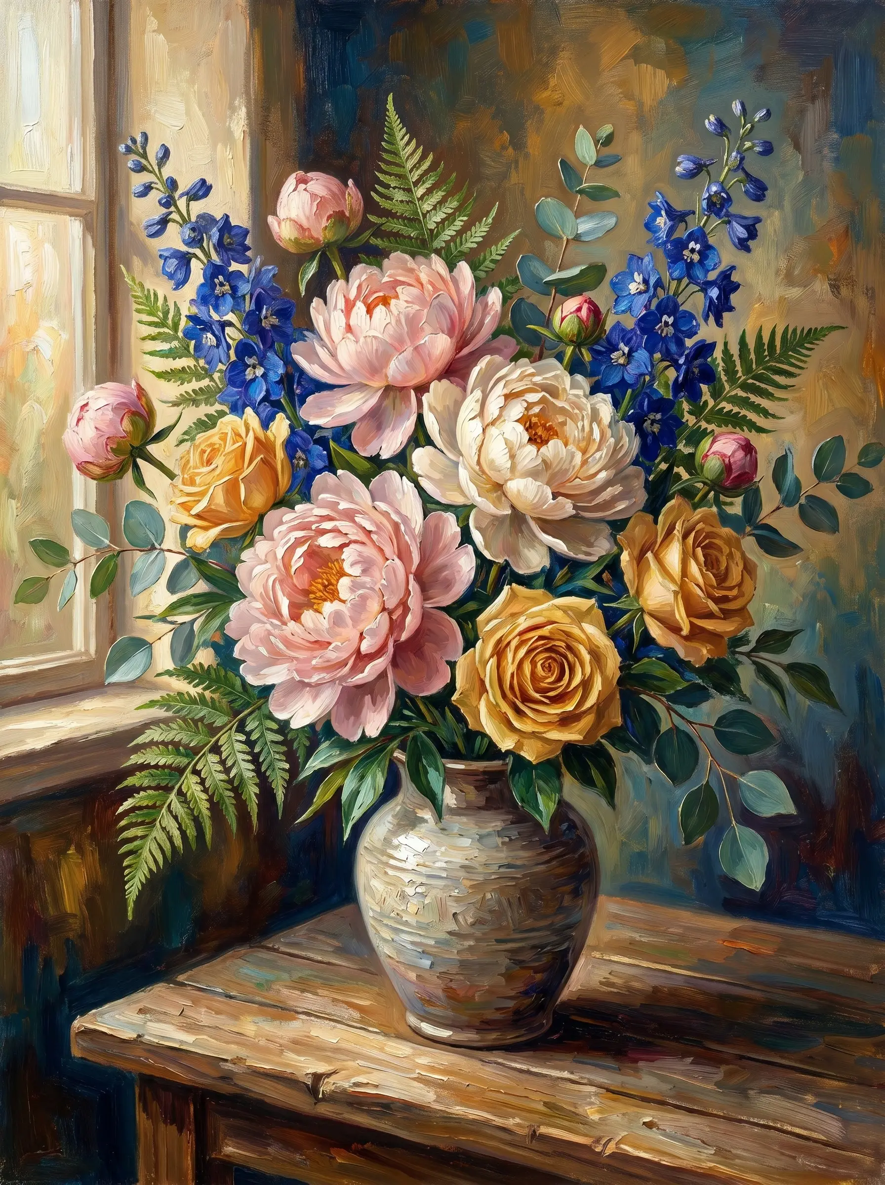 Peony Rose Vase Window (Diamond Painting)