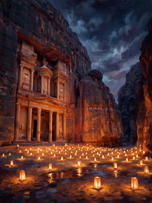Petra Treasury Night (150 Color Diamond Painting)