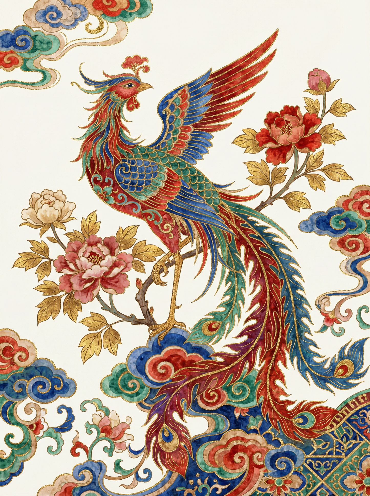 Phoenix Oriental Flowers (Diamond Painting) Diamond Painting kit