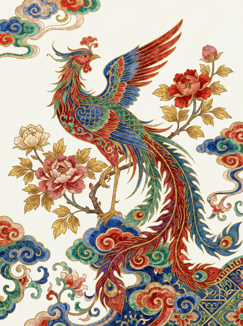 Phoenix Oriental Flowers (Diamond Painting) Diamond Painting kit