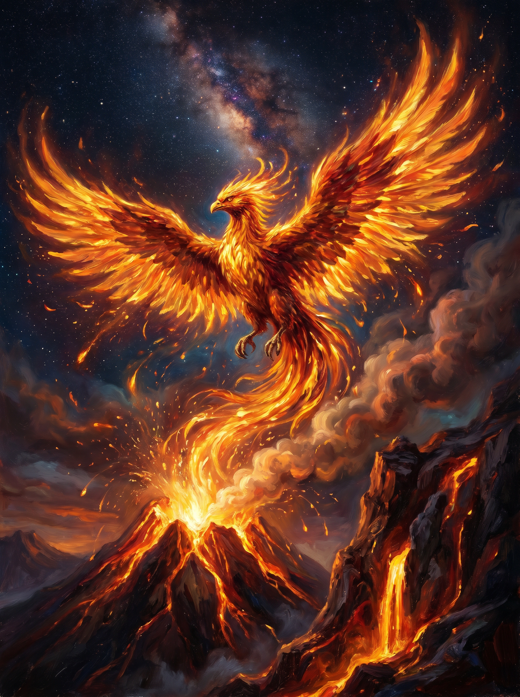 Phoenix Rising Volcano Night