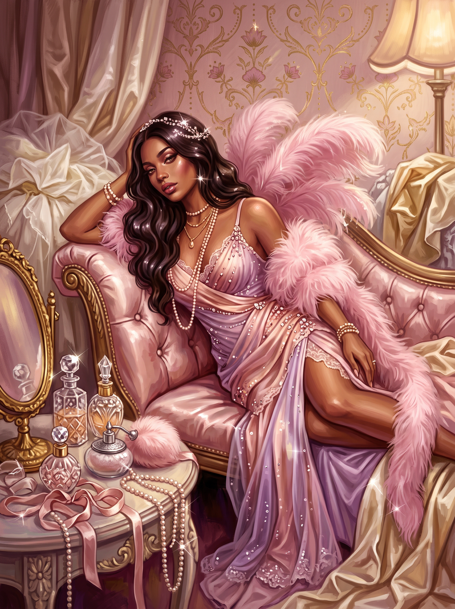Pink Feather Boudoir Fairy
