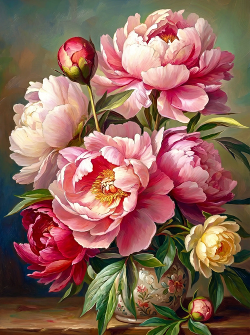 Pink Peony Vase Still Life (Diamond Painting)