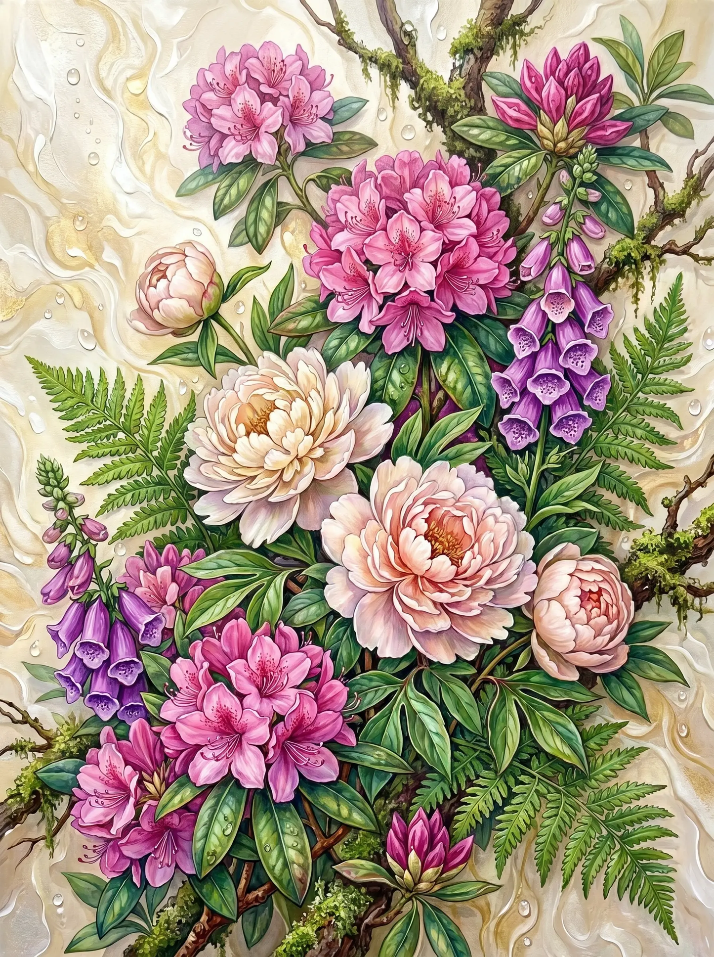 Pink Rhododendron Foxglove (Diamond Painting)