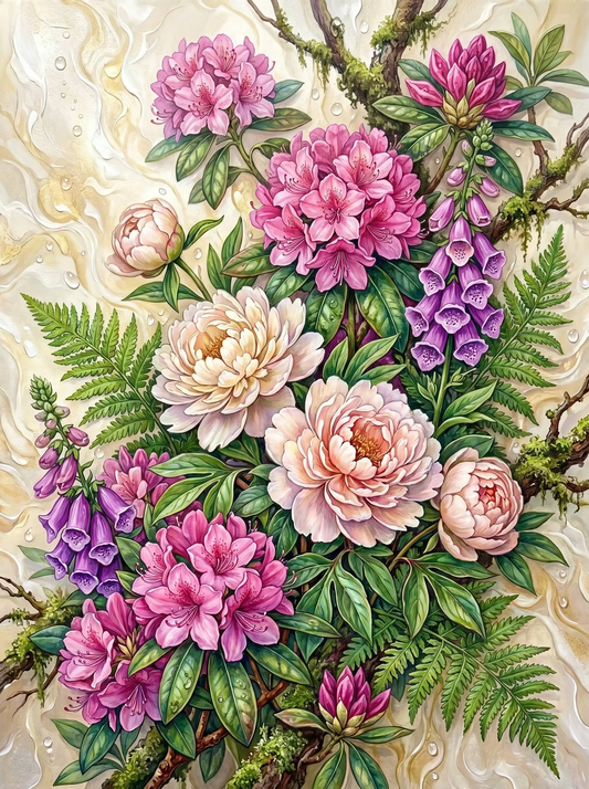 Pink Rhododendron Foxglove (Diamond Painting)