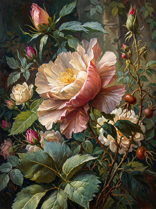 Pink Rose Still Life (Diamond Painting)
