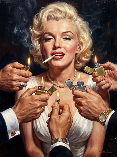 Pinup Offered Lighters Blonde 01 (150 Color Diamond Painting)