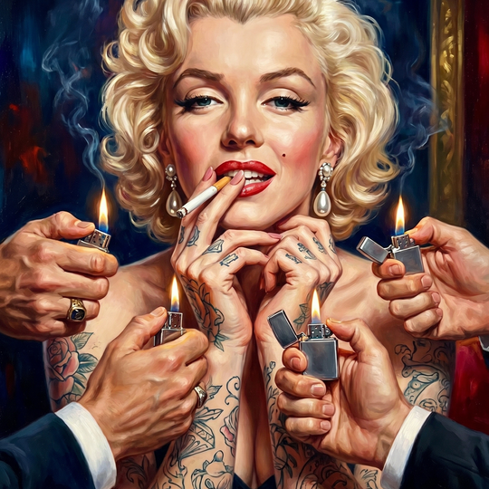 Pinup Offered Lighters Tattooed 01 (150 Color Diamond Painting)