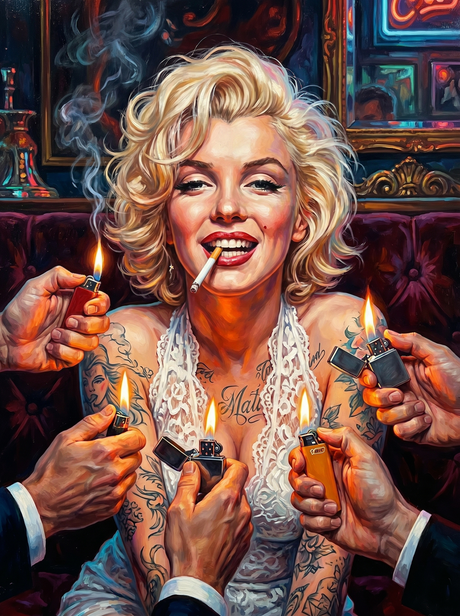 Pinup Lighters Tattooed Red Parlour (150 Color Diamond Painting) Diamond Painting kit