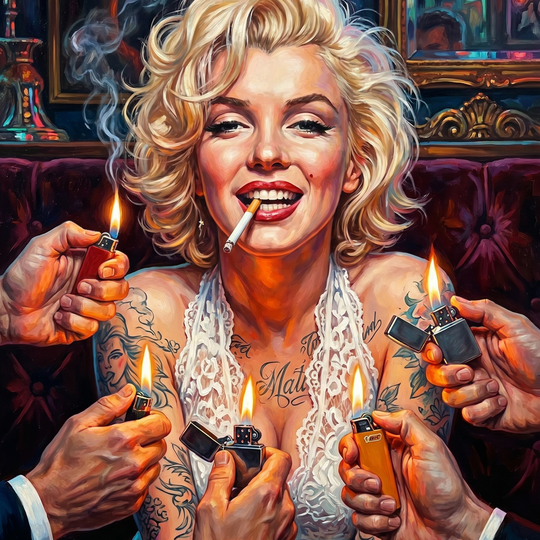 Pinup Offered Lighters Tattooed 02 (150 Color Diamond Painting)