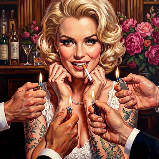 Pinup Offered Lighters Tattooed 03 (150 Color Diamond Painting)