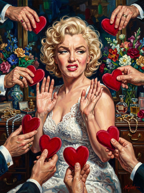 Pinup Rejecting Offered Hearts (150 Color Diamond Painting)