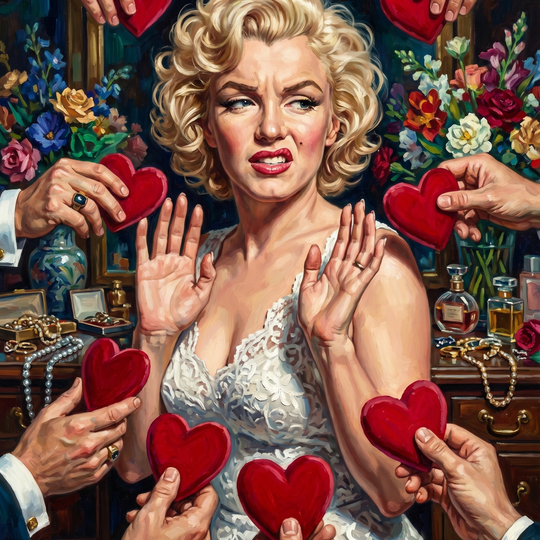 Pinup Rejecting Offered Hearts (150 Color Diamond Painting)