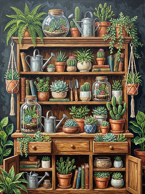 Plant Lovers Wooden Cabinet (Diamond Painting) Diamond Painting kit